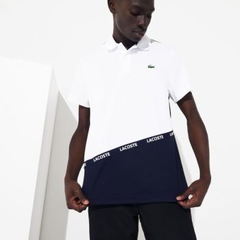 Lacoste SPORT Breathable Color-Block Piqué Polo Pánské - Polo Bílé / Tmavě Blankyt Blankyt | CZ-eM5t